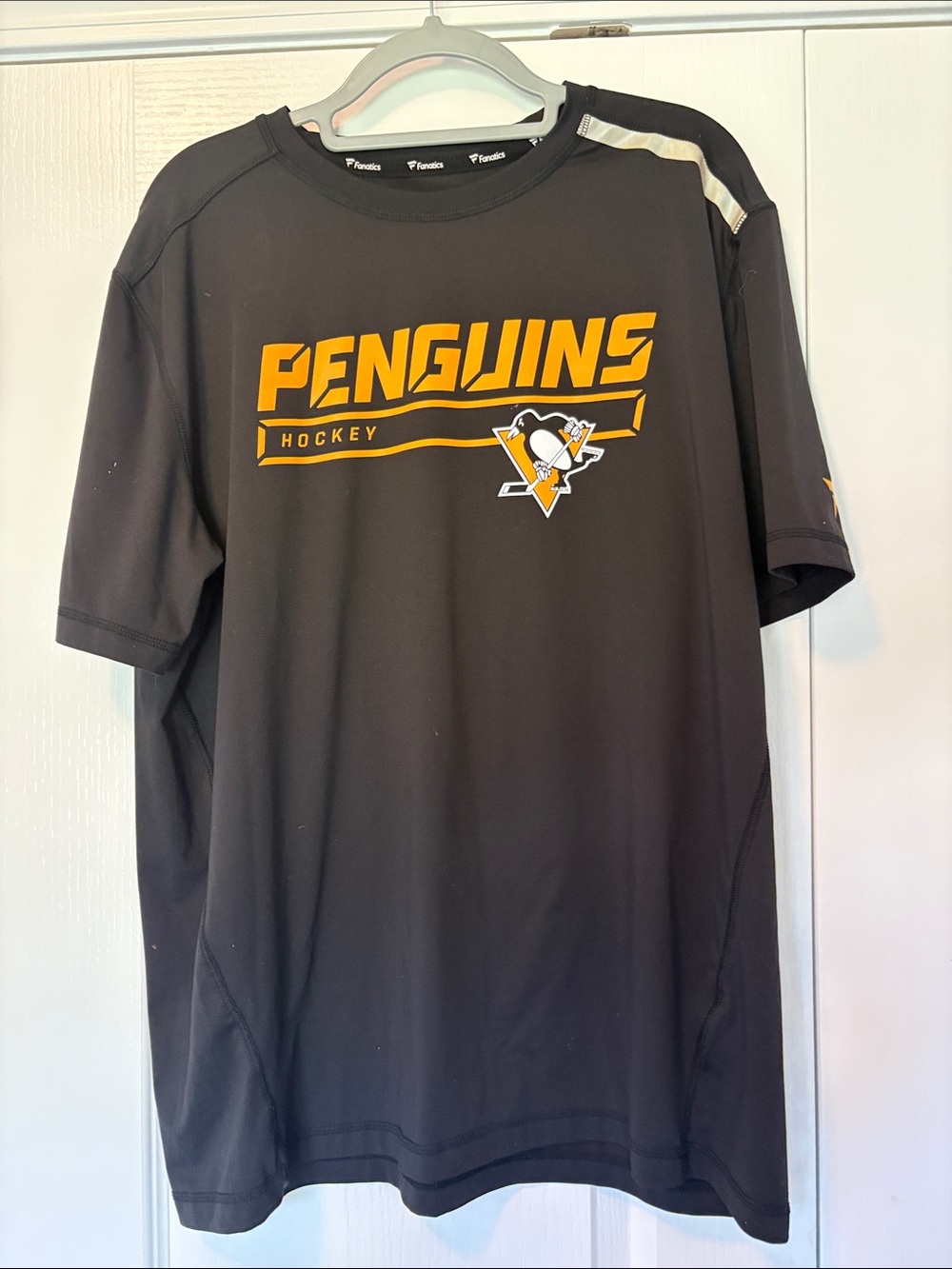 Fanatics Black Penguins Hockey Short-Sleeve Tee with Gold Logo